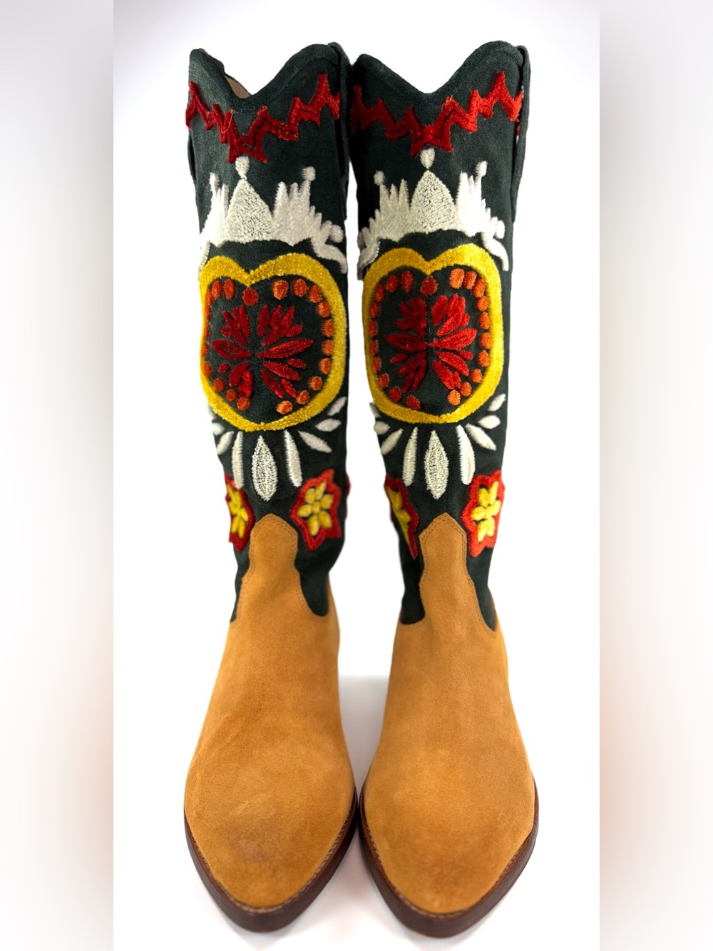 Free People Roundhouse Stitch Embroidered Suede Western Boots EU 36 NWOT - Picture 3 of 13